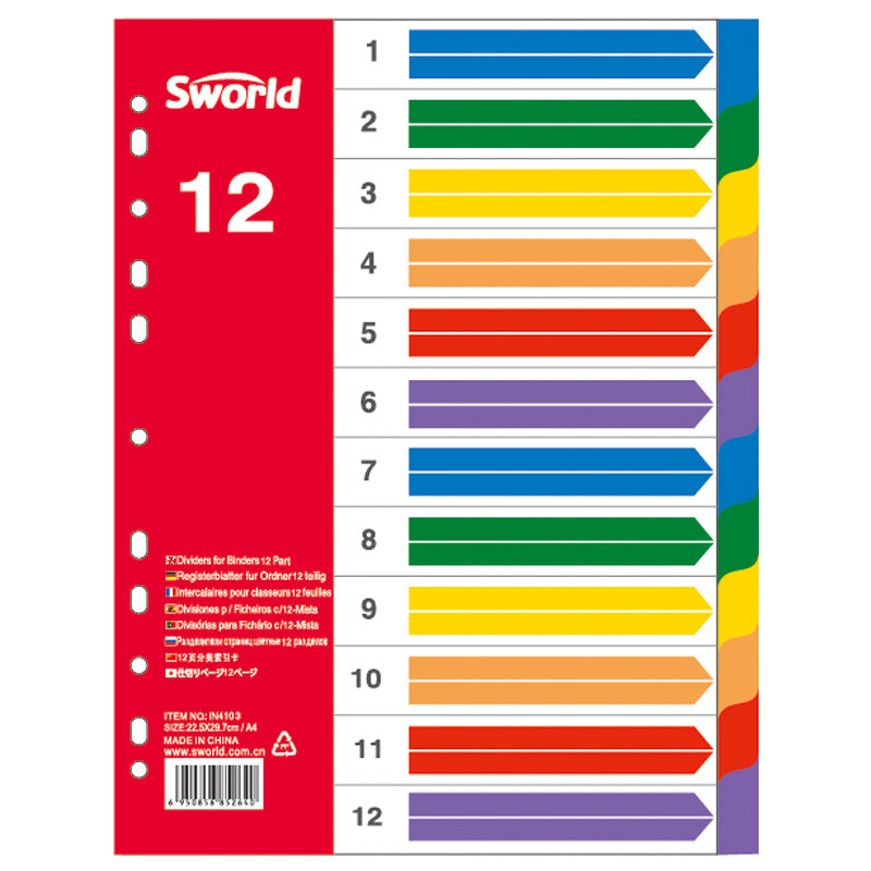 Plastic Index Dividers 1-12