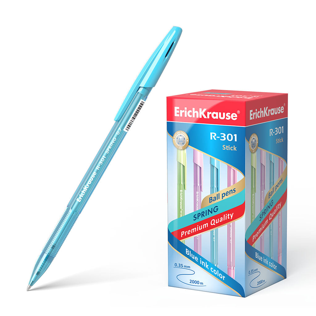 Ballpoint pen ErichKrause R-301 Stick Spring 0.7, ink color: blue