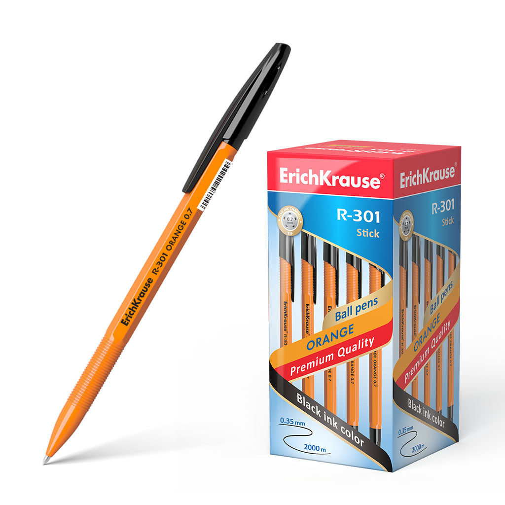 Ballpoint pen ErichKrause R-301 Stick Orange 0.7, ink color: black