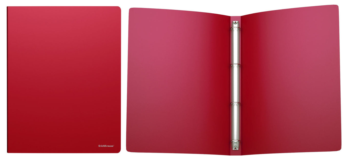 Ring binder ErichKrause® Classic with 4 rings, 24mm, A4, red