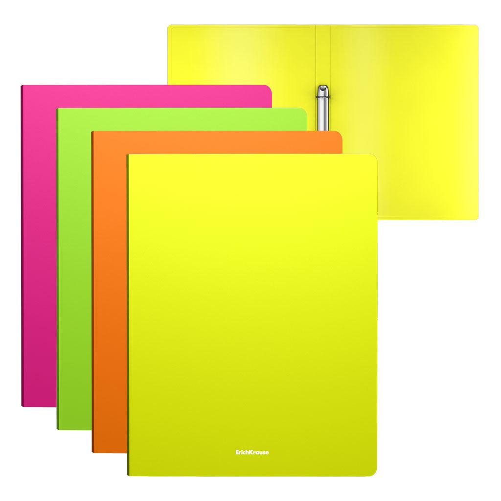 Ring binder ErichKrause® Neon with 2 rings, 35mm, A4, assorted colors