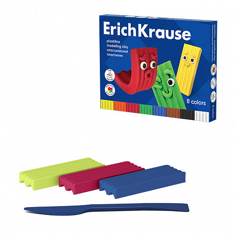 Modelling clay ErichKrause Color Friends 8 colors with a modelling tool, 120 g (8 pcs in a box)