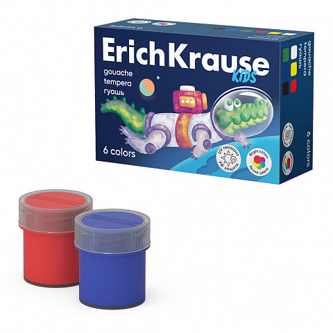 Gouache ErichKrause Kids Space Animals with UV Protection 6 colors of 20 ml (6 pcs in a box)