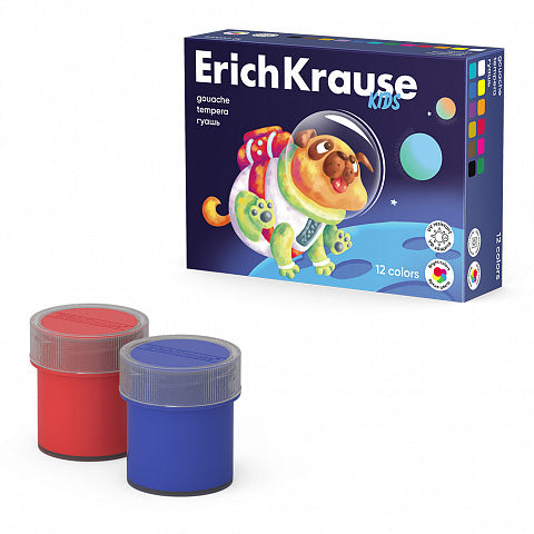 Gouache ErichKrause Kids Space Animals with UV Protection 12 colors of 20 ml (12 pcs in a box)