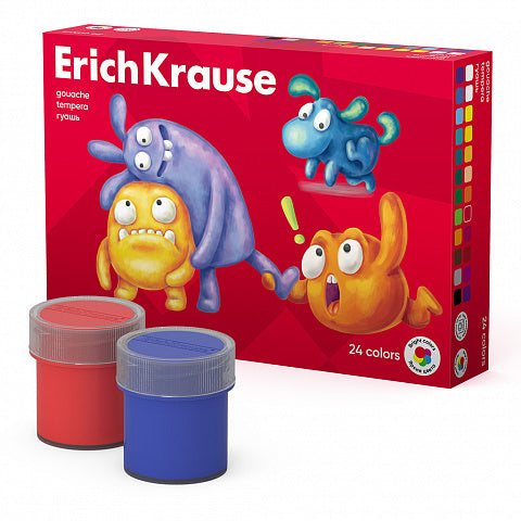 Gouache ErichKrause Jolly Friends 24 colors of 20 ml (24 pcs in a box)