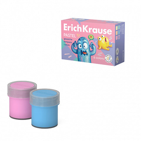 Gouache ErichKrause Jolly Friends Pastel 6 colors of 20 ml (6 pcs in a box)