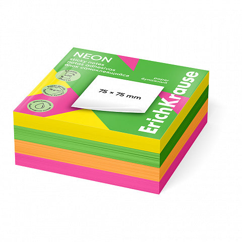 Sticky notes ErichKrause Neon, 75x75 mm, 400 sheets, 4 colors
