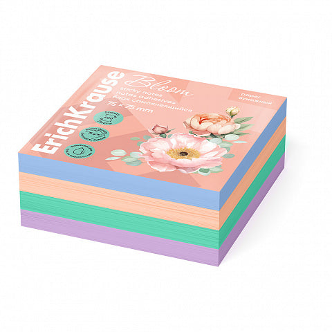 Sticky notes ErichKrause Pastel Bloom, 75х75 mm, 400 sheets, 4 colors
