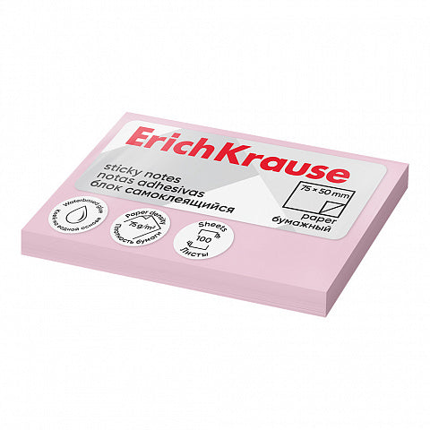 Sticky notes ErichKrause 50?75 mm, 100 sheets, pink