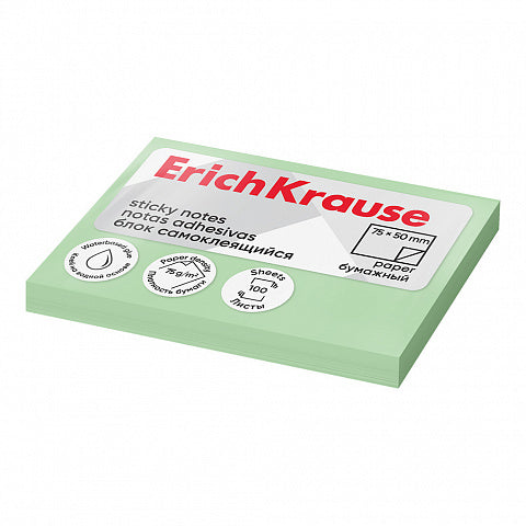 Sticky notes ErichKrause 50x75 mm, 100 sheets, green