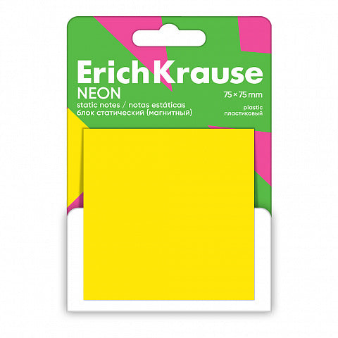 Static notes ErichKrause Neon, 75х75х mm, 50 sheets, yellow