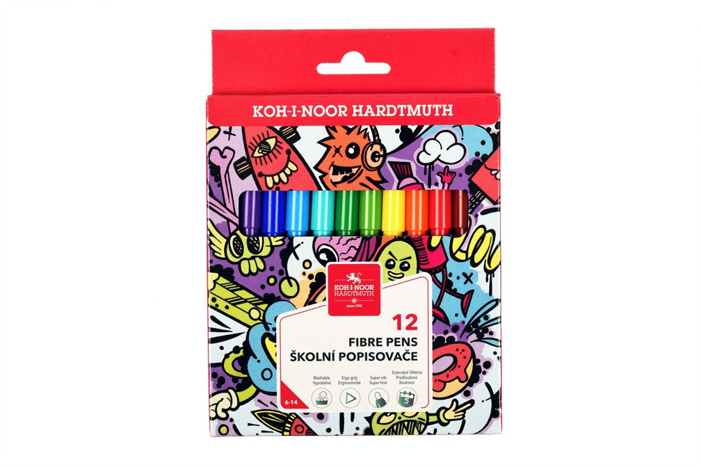 set of fibre pens 1002 12 pcs teenage