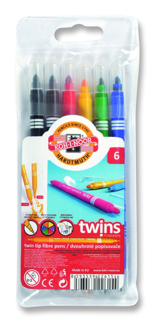 set of fibre pens 1023 6 pcs twin