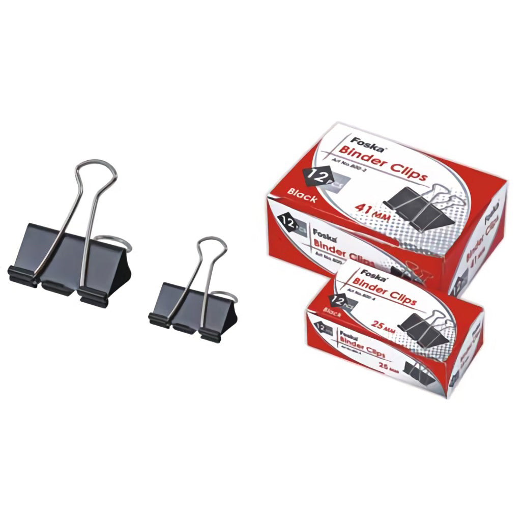 Box of 41 mm black binder clips (12 pcs)
