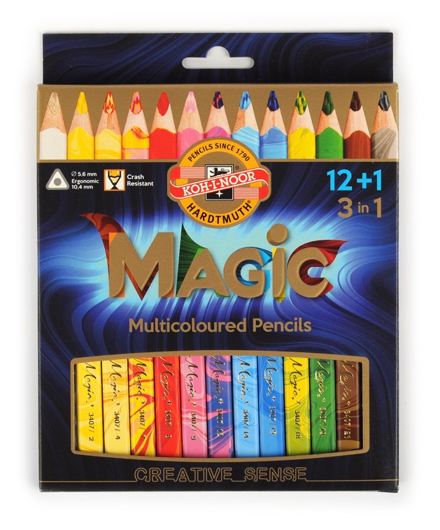 3404N Jumbo Triangular Magic Coloured Pencils - Assorted Colours (12+1)