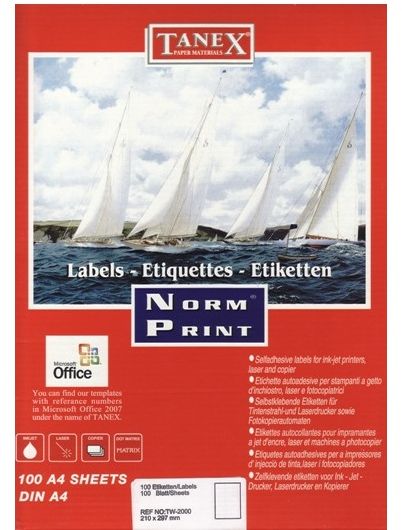 Pack of A4 self-adhesive label No. 2712(100 sheets)