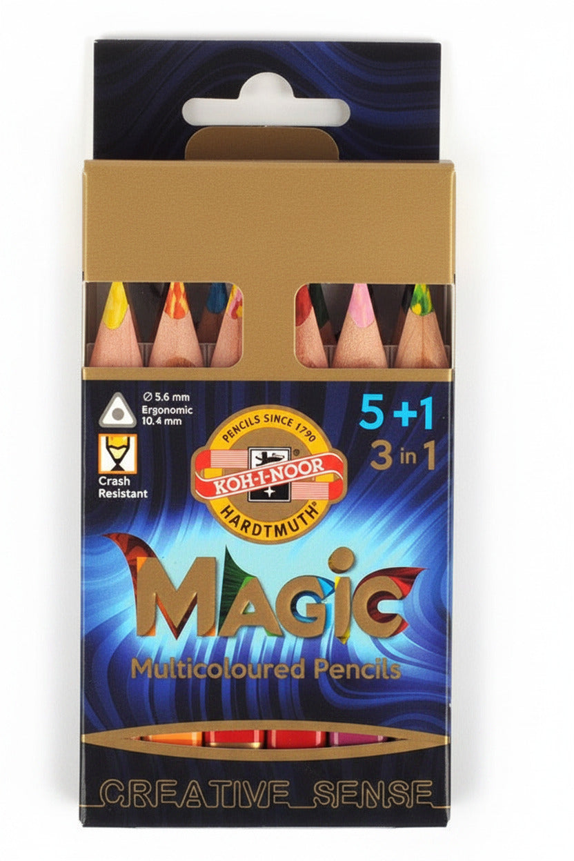 Koh-i-noor Set of Jumbo Triangular Colored MAGIC pencils 3408 (6 pencils)