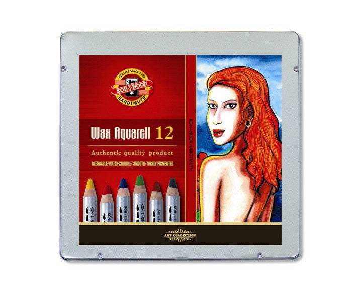 set of wax aquarell coloured pencils 8282 12 pencils (metal box)
