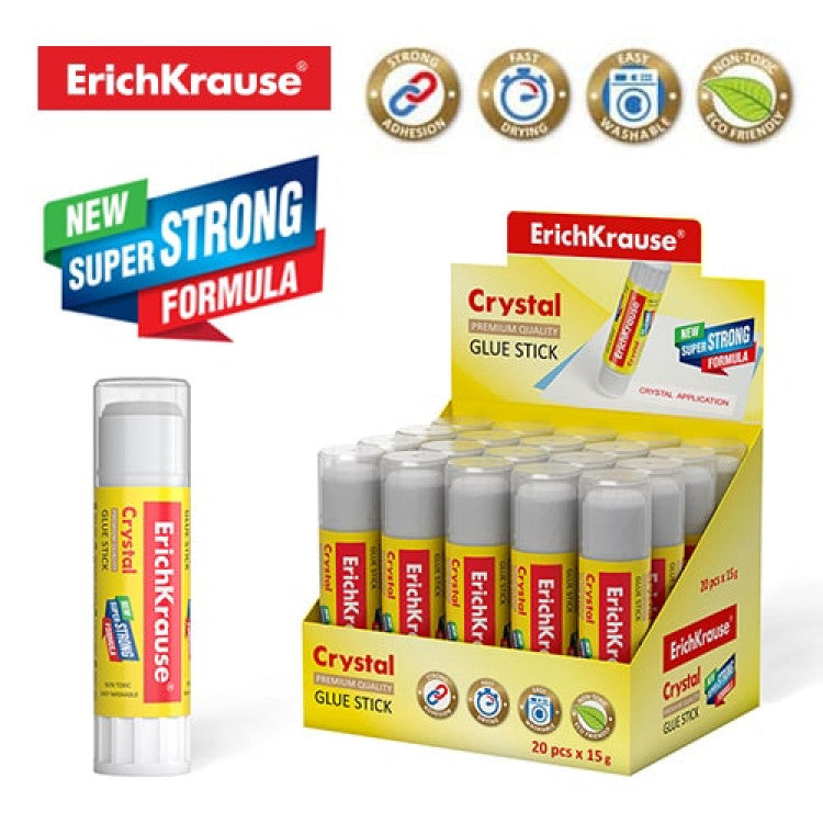 Glue stick ErichKrause Crystal, highly transparent, 15 g