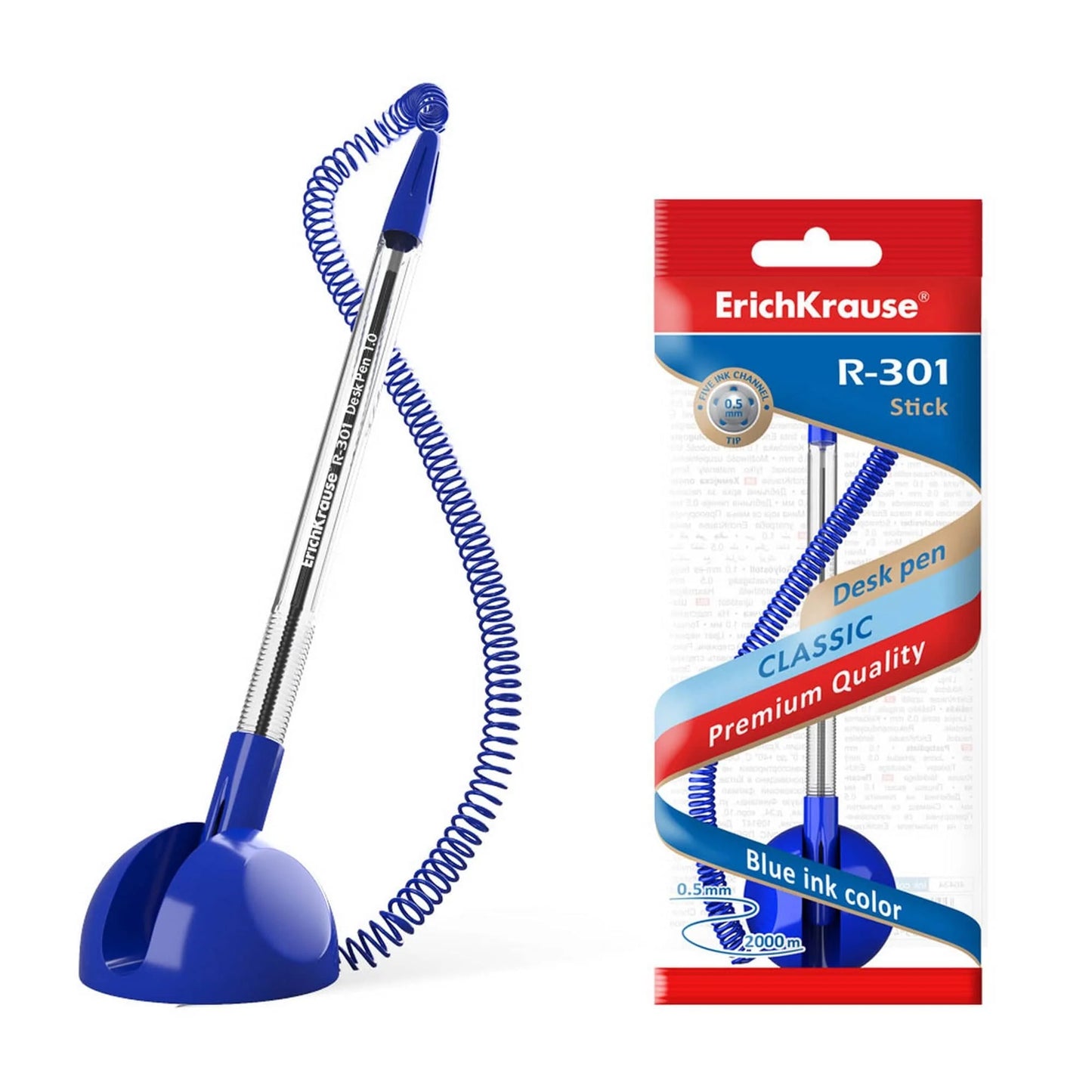 Ballpoint pen ErichKrause R-301 Desk Stick Classic 1.0, ink color: blue