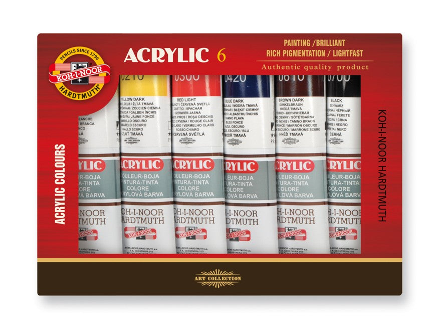set of acrylic colours 6x40ml