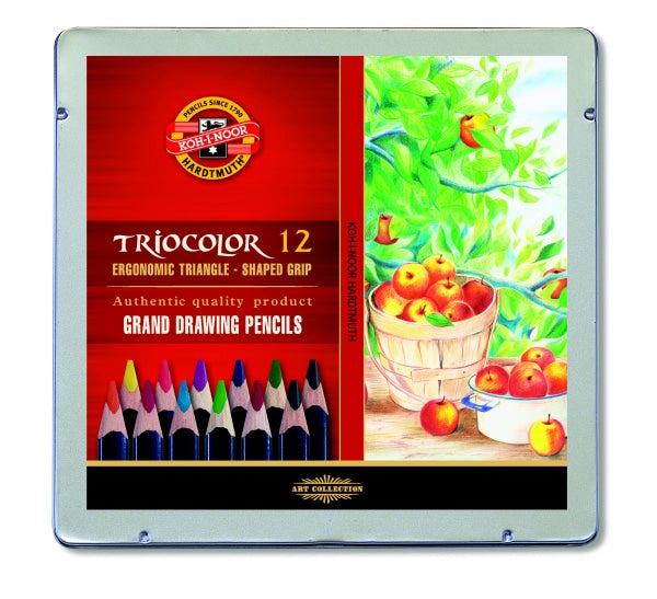 set of jumbo triangular coloured pencils 3162 12 pencils (metal box)