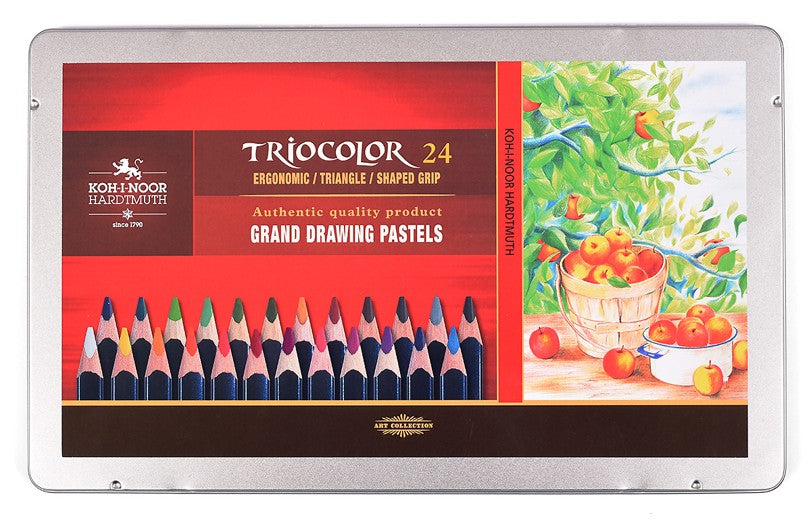 set of jumbo triangular coloured pencils 3164 24 pencils (metal box)