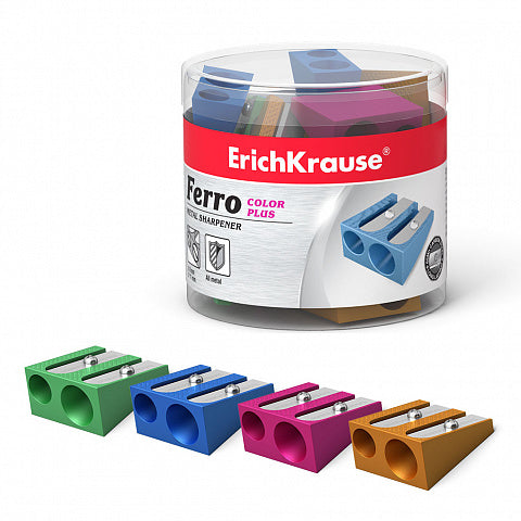 Metal sharpener ErichKrause Ferro, double hole, assorted