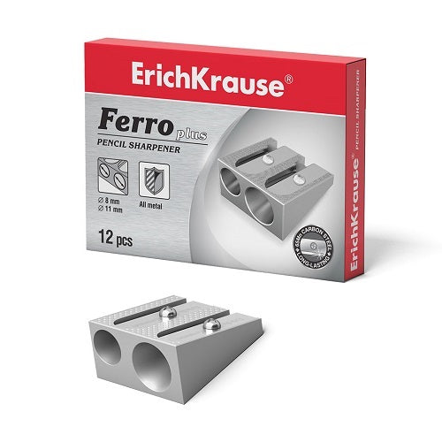 ErichKrause Metal sharpener Ferro, silver (Single/Double holes)