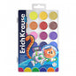 Watercolors ErichKrause Kids Space Animals honey based with UV Protection 24 colors (in a plastic box with euro hang tab)