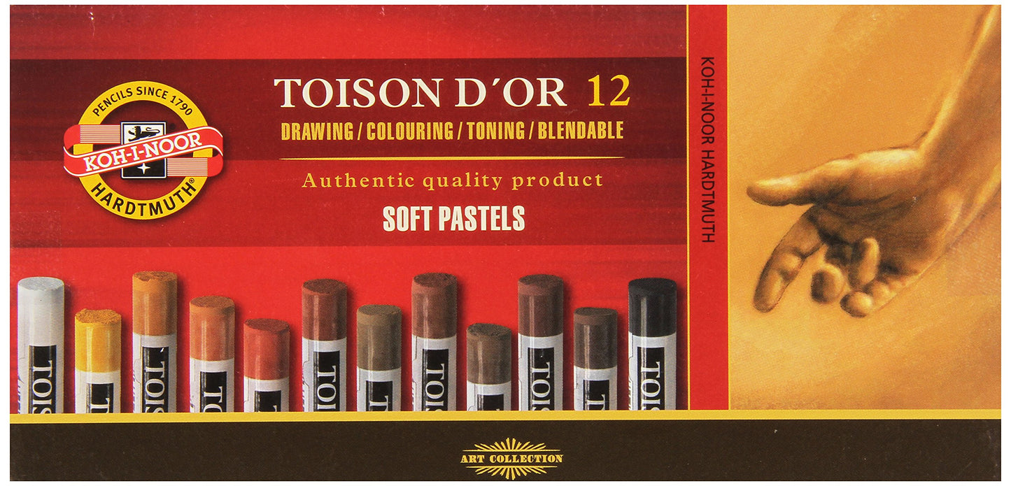 Koh-i-noor Set of Artists´ Soft Pastels 8522 (Grey-Brown/12 Colors)