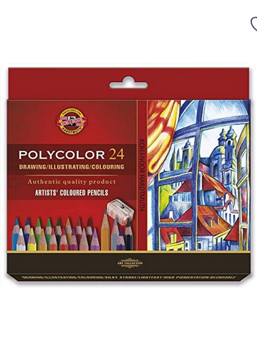 Koh-i-noor Set of Artists Colored pencils 3824 (24 pencils/Portrait-Landscape-Standard/Metal Box)