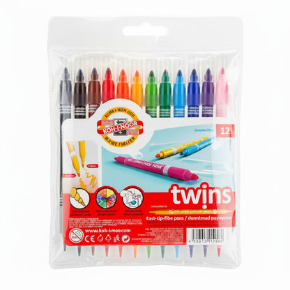 Koh-i-noor Set of fibre pens Twins double-tip (Sizes)